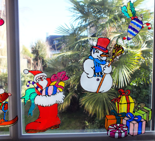 Peintures de Noël sur vitres et fenêtres, modèles et tutos